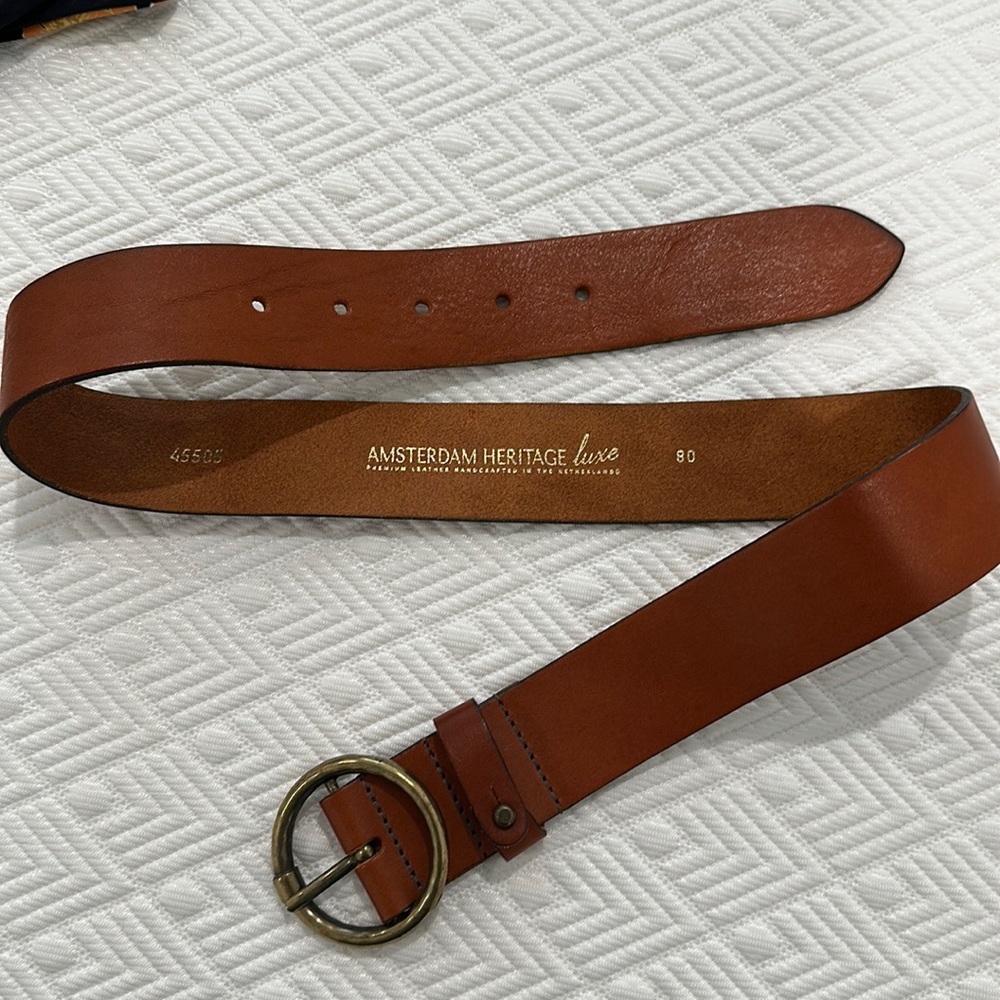 Amsterdam Heritage Pip 2.0 belt in Cognac, size s-80